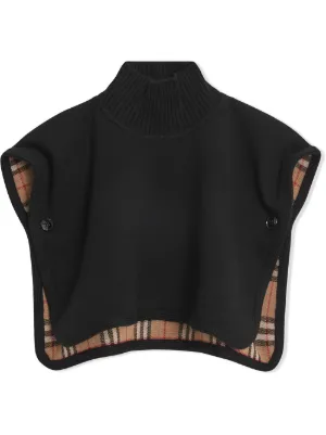Burberry Kids بونشو كاروهات جاكار بوجهين