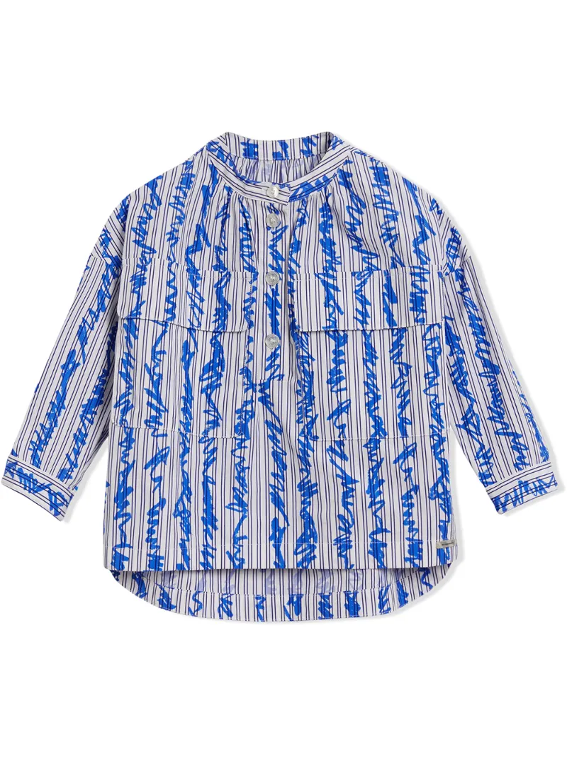 Burberry Kids Scribble Stripe Cotton Shirt