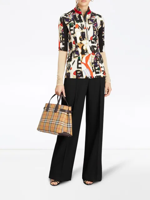 burberry medium banner leather and vintage check bolsa