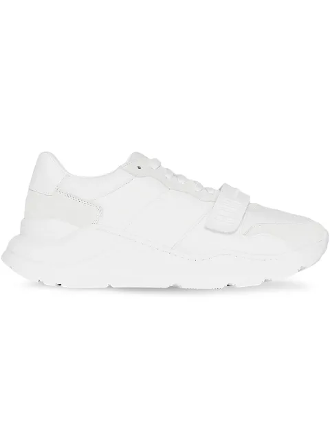 Burberry Suede, Neoprene And Leather Sneakers In White | ModeSens