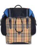 Burberry colour-block vintage check and leather ranger backpack - Blue