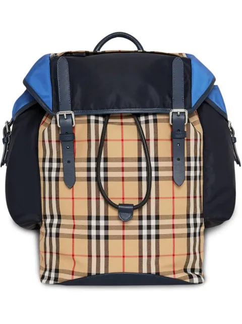 Burberry colour-block vintage check and leather ranger backpack