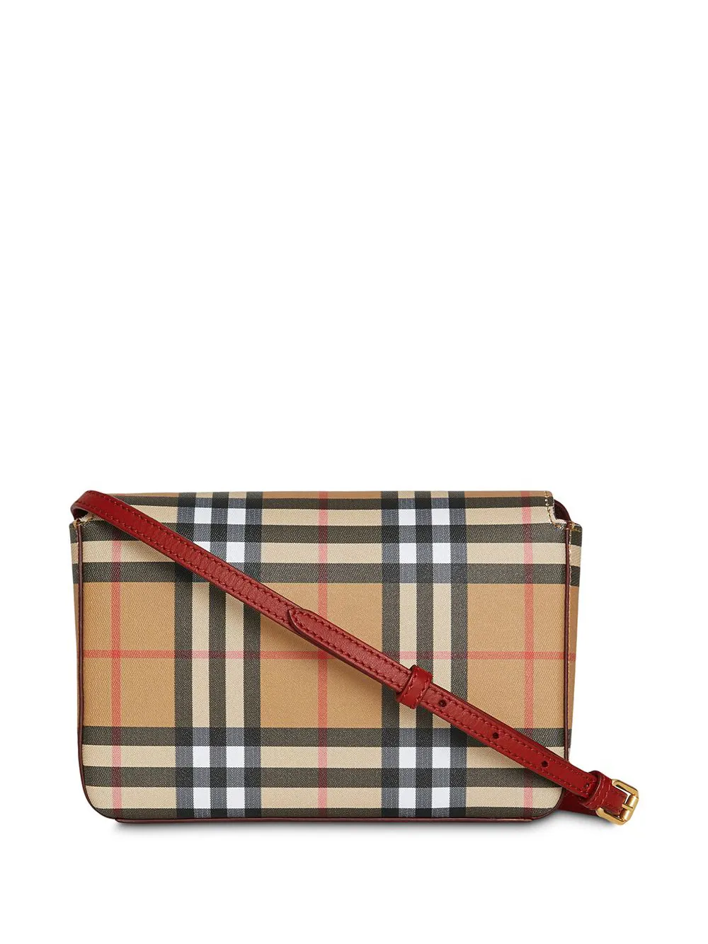 burberry vintage check and leather wallet with detachable strap