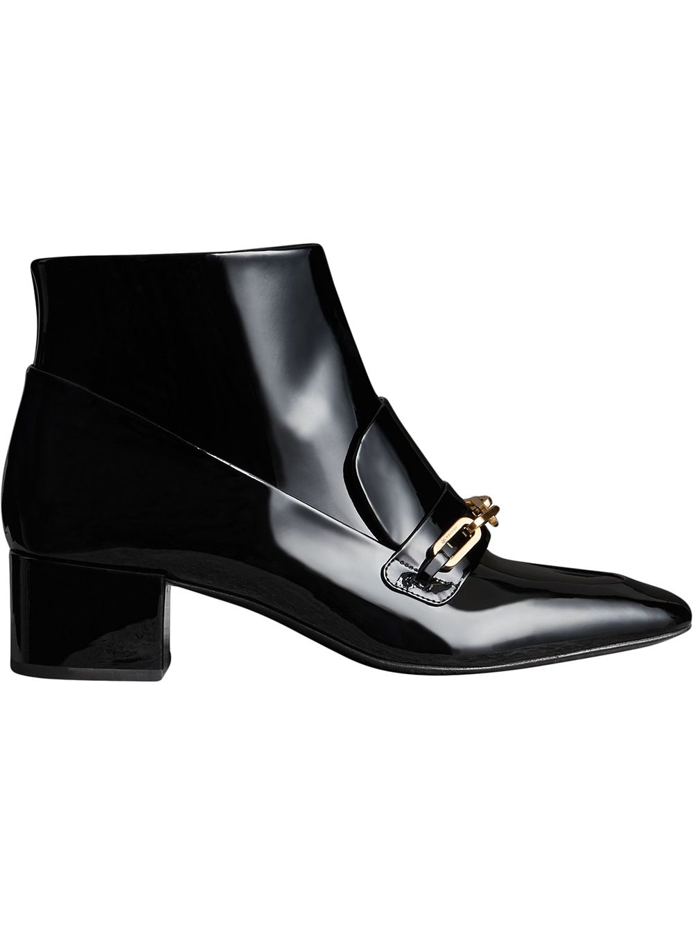 Glossy Finish: Burberry Link Detail Patent Leather Ankle Boots