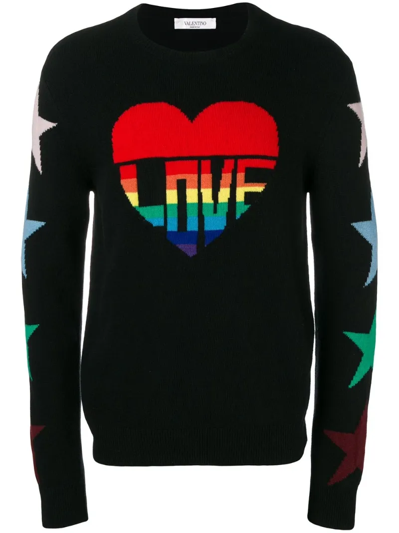 Valentino Love intarsia sweater black 