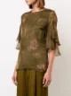 Josie Natori بلوزة بأكمام ذات طبقات