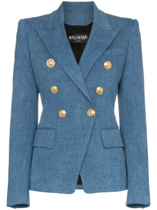 Balmain Blazer En Jean à Boutonnière Croisée Farfetch Balmain Blazer à Boutonnière Croisée Farfetch