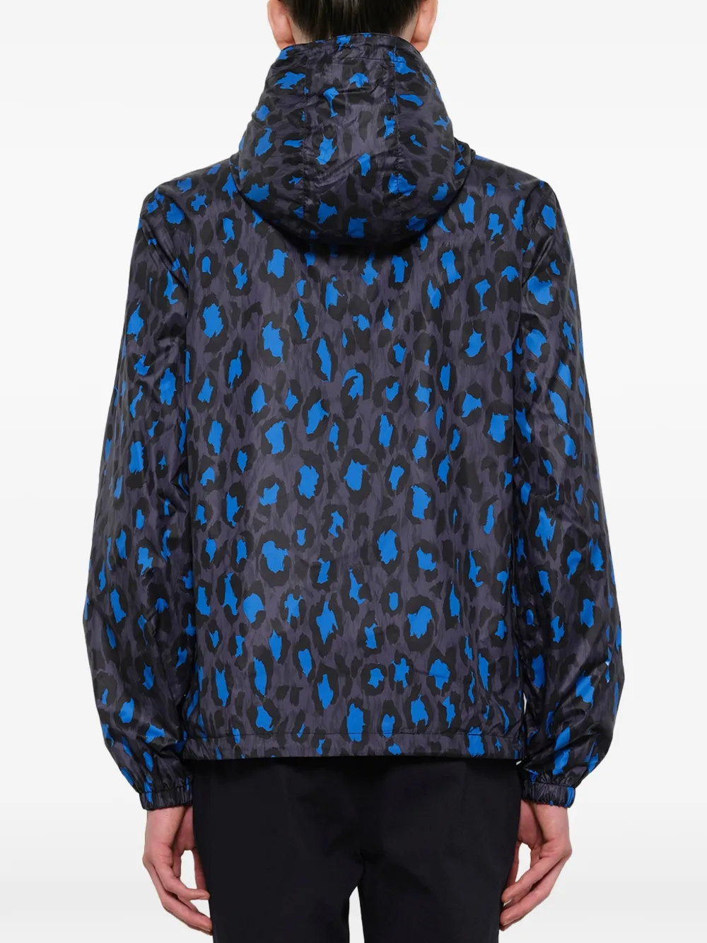 Kenzo blue, Black And White Leopard Print Reversible Windbreaker