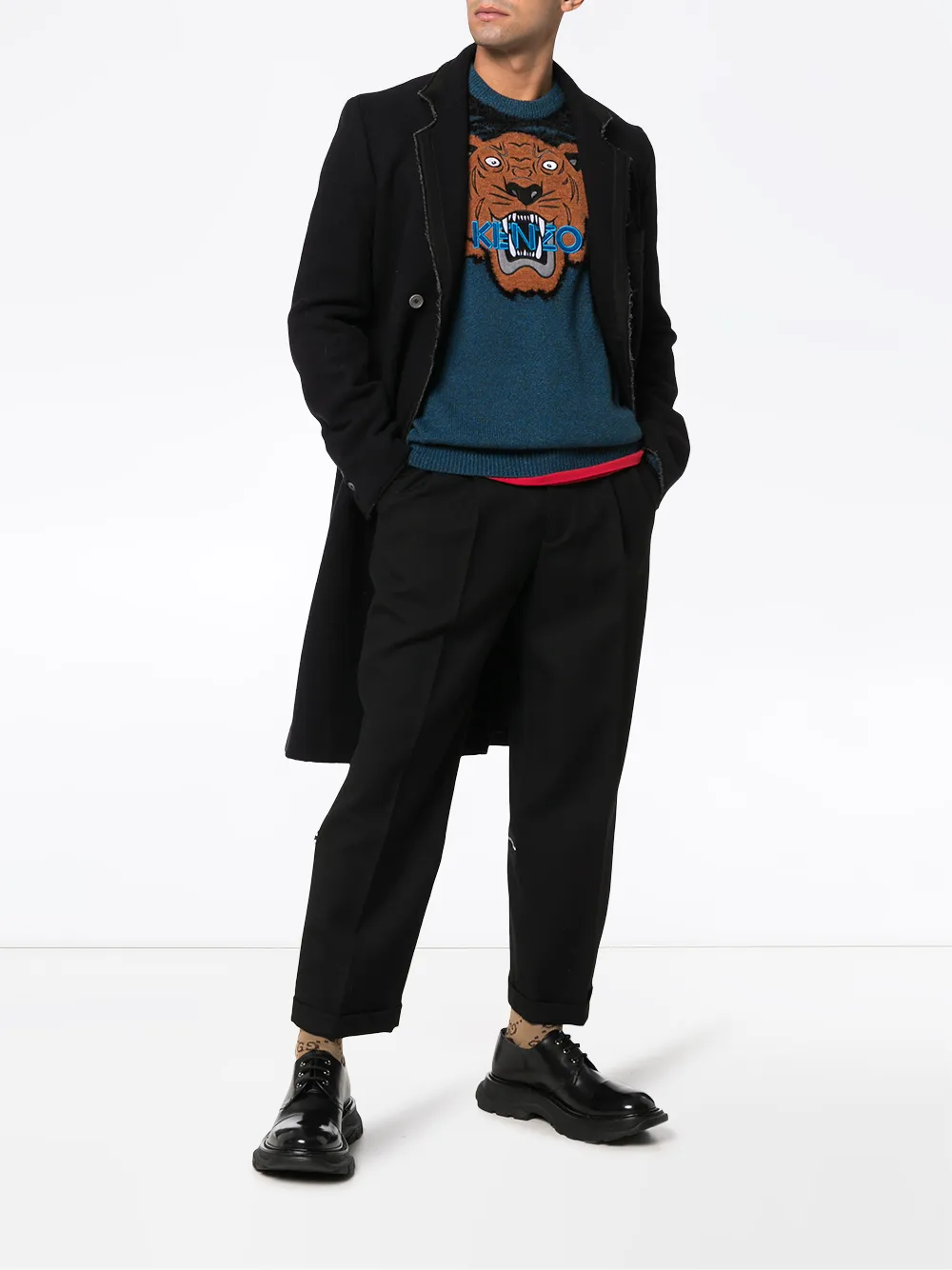 Kenzo grote Trui met tijger intarsia - Blauw