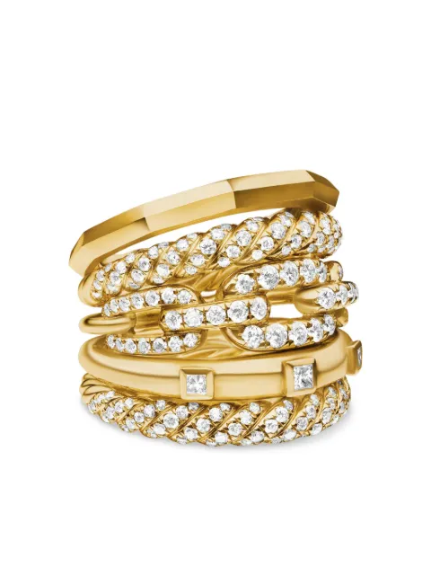 David Yurman 18kt yellow gold Stax Five Row diamond ring (21mm)