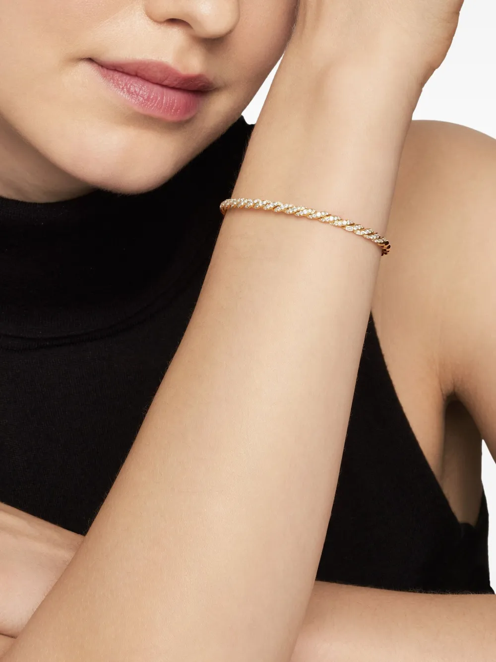 18kt Yellow Gold Sculpted Cable Flex Bracelet (3.5mm)