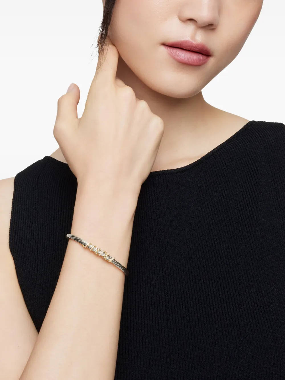 David Yurman 18kt yellow gold and sterling silver Helena Center Station diamond bracelet (4mm) | Image 2