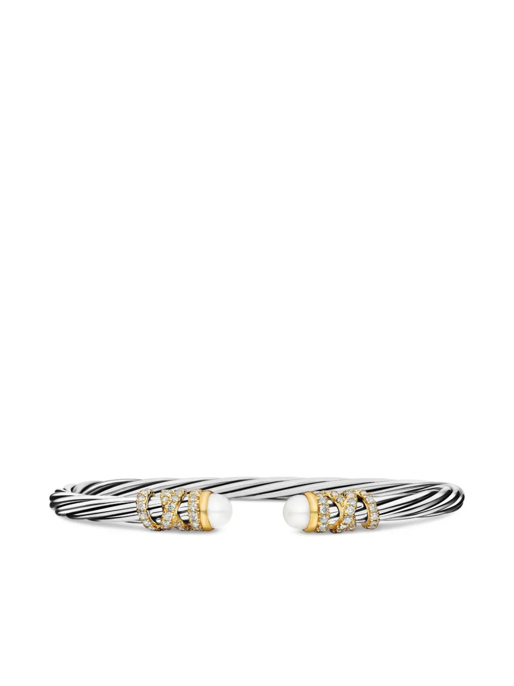 David Yurman Helena ダイヤモンド ブレスレット 4mm 18Kイエローゴールド&スターリングシルバー - シルバートーン David Yurman Helena ダイヤモンド ブレスレット 4mm 18Kイエローゴールド&スターリングシルバー - シルバートーン