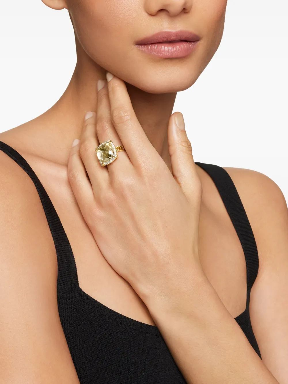 David Yurman 18kt yellow gold Châtelaine citrine and diamond ring (14mm) | Image 2