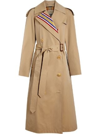 collegiate stripe cotton gabardine trench coat