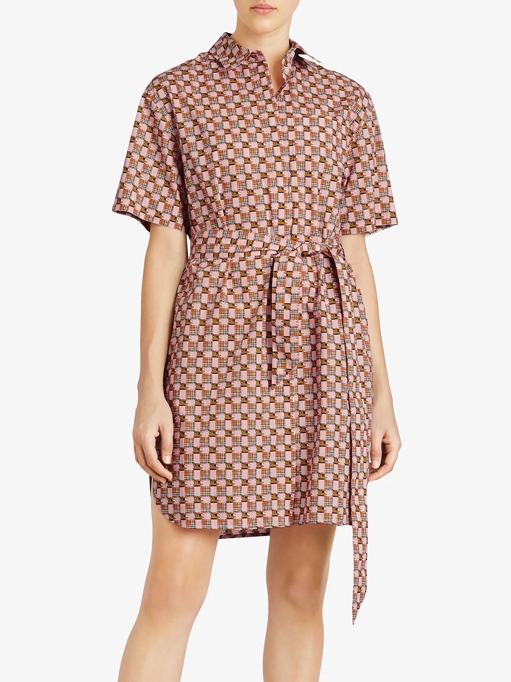 Burberry Tiled Archive Print Cotton Shirt Dress Farfetch