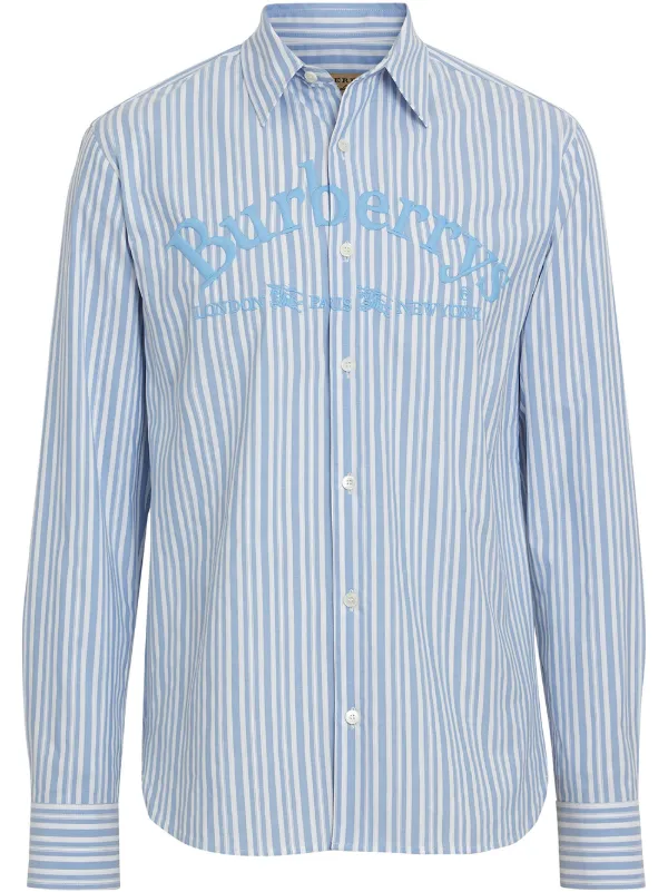 Burberry Camisa De Rayas Farfetch Camisa Casual Moderna de Lujo con Estilo a Rayas Azul y