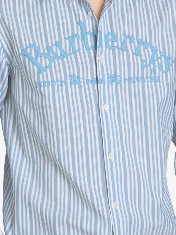 Burberry Camisa De Rayas Farfetch Camisa Casual Moderna de Lujo con Estilo a Rayas Azul y