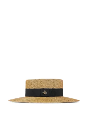 Gucci bee-detail Lamé Hat | Gold | FARFETCH