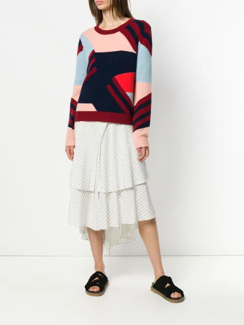 CHINTI & PARKER CHINTI & PARKER COLOUR BLOCK CREW NECK SWEATER - BLUE