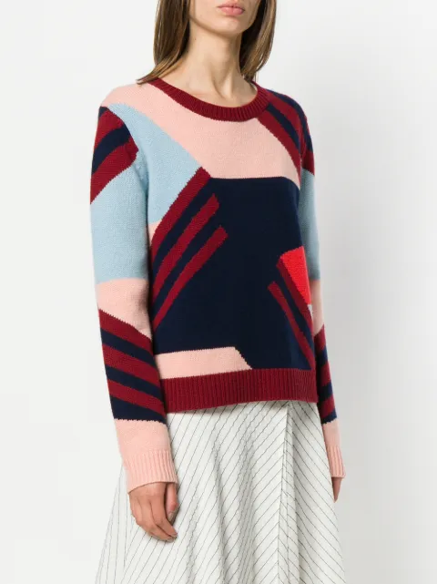 CHINTI & PARKER CHINTI & PARKER COLOUR BLOCK CREW NECK SWEATER - BLUE