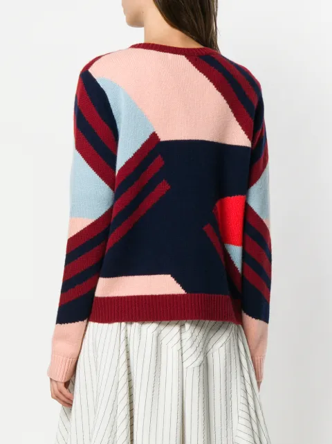 CHINTI & PARKER CHINTI & PARKER COLOUR BLOCK CREW NECK SWEATER - BLUE