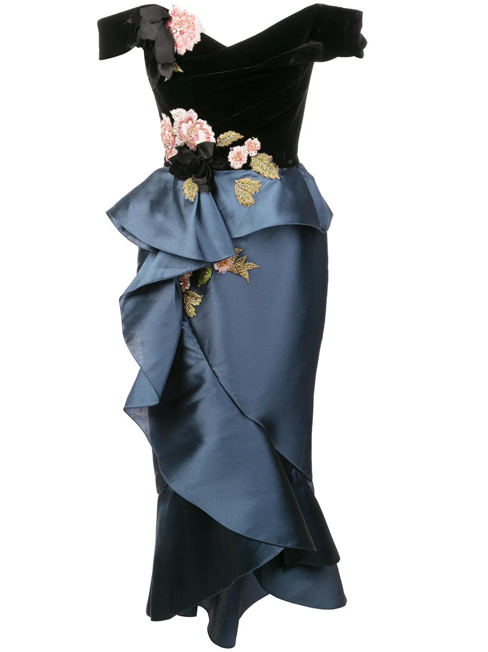 Marchesa Abito da cocktail con spalle scoperte - Nero