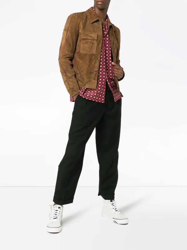 Saint Lau Stitch Detail Suede Leather Jacket 4 230