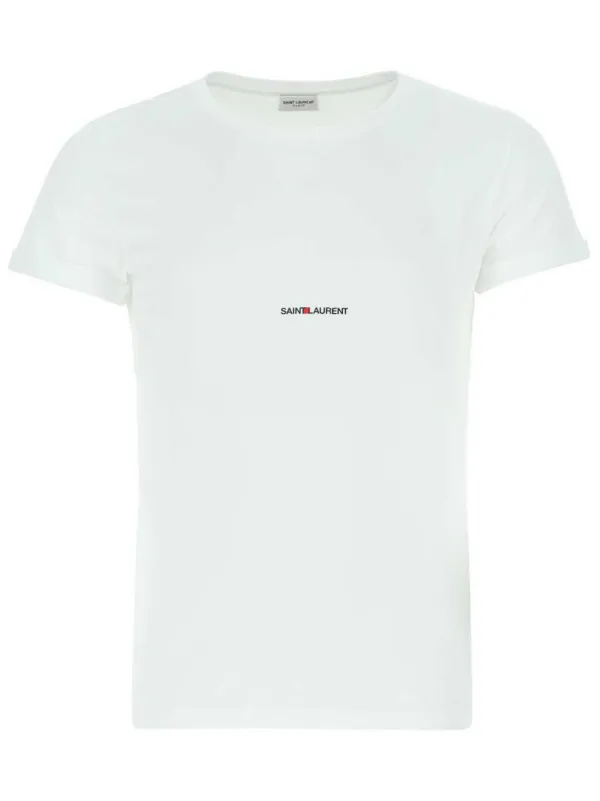 Saint Laurent Logo Print T shirt White FARFETCH AU