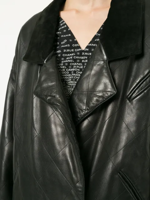 Chanel Vintage Quilted Double Ted Leather Jacket Farfetch