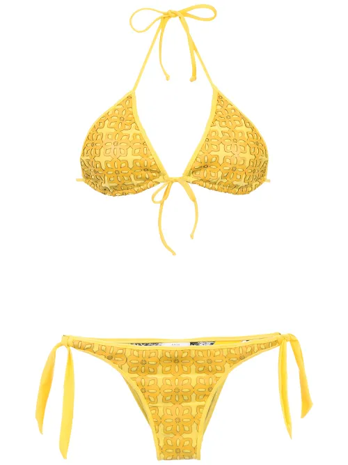 Textured triangle top bikini set - Amir Slama - Modalova