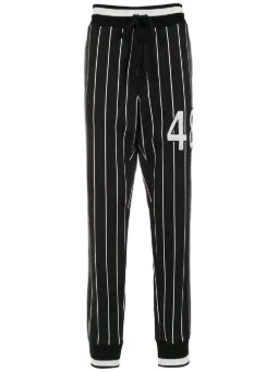Calça reta listrada