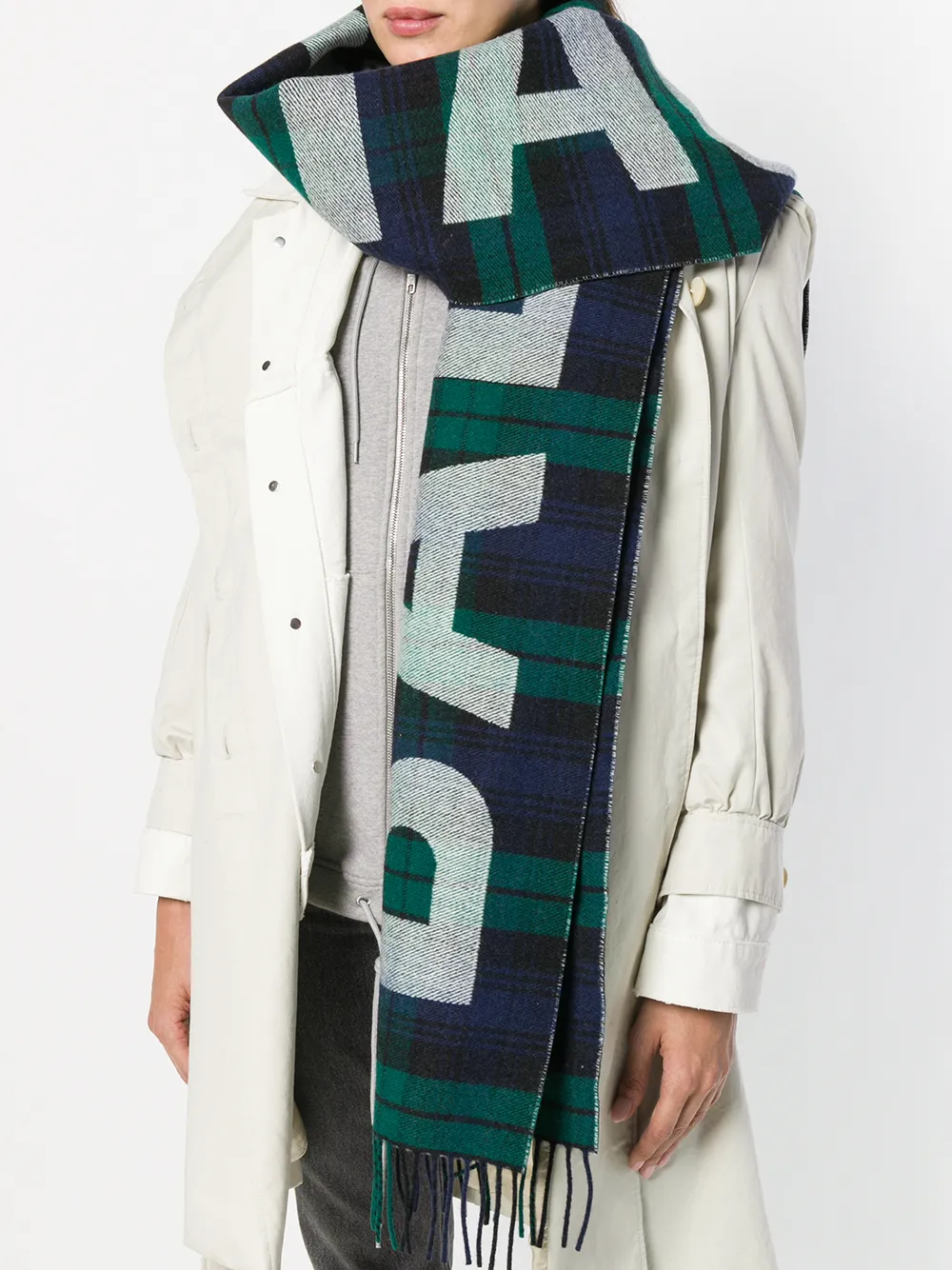 Balenciaga Logo Scarf In Green