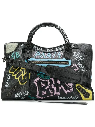 Balenciaga Classic City Graffiti Long Strap Bag Farfetch Balenciaga Classic City Graffiti Long Strap Bag