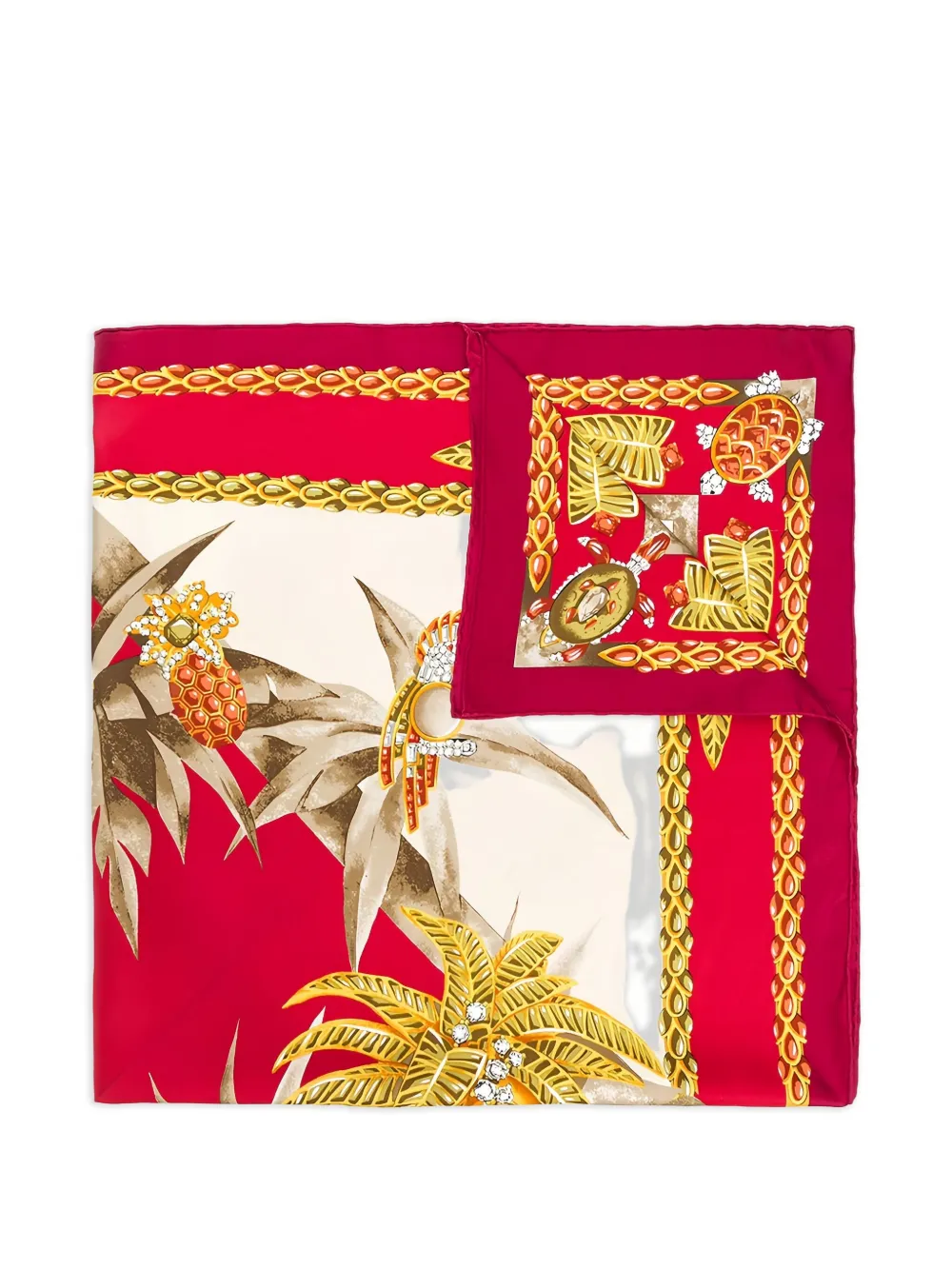 Cartier 1990s tropical-print scarf | Red | Image 1