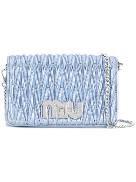 MIU MIU MIU MIU FOLDOVER TOP SHOULDER BAG - BLUE