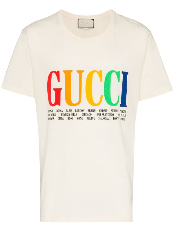 Gucci Rainbow Cities Print Cotton T 