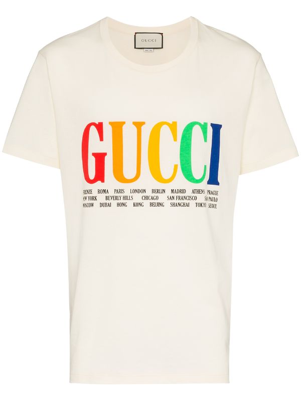 gucci rainbow logo t shirt