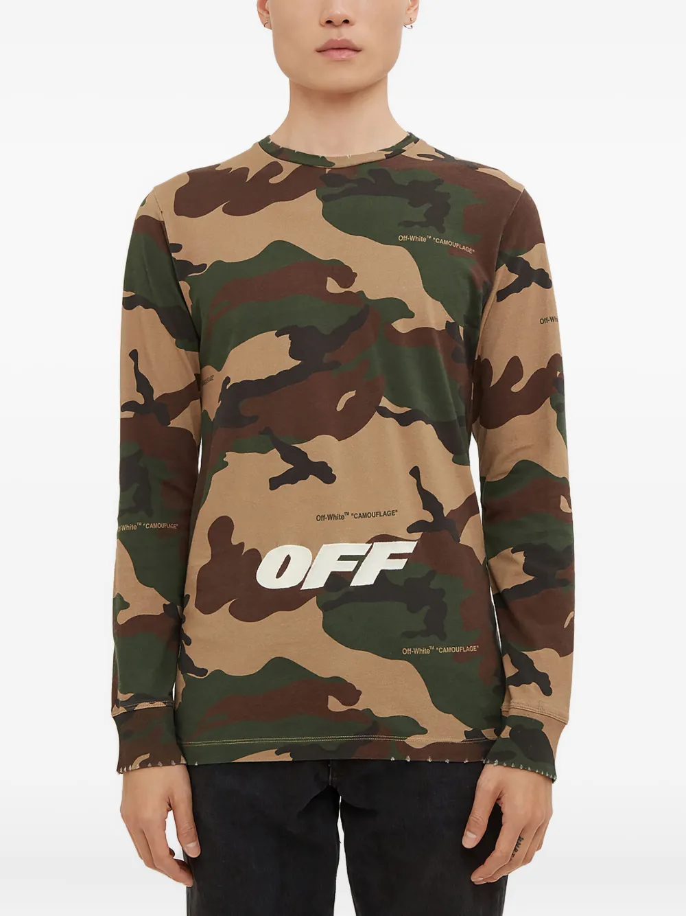 Off-White カモフラージュ ロングTシャツ - グリーン Off-White カモフラージュ ロングTシャツ - グリーン