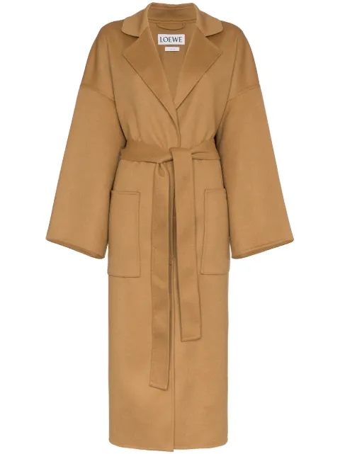 oversized belted wool cashmere-blend coat by Loewe, available on chhory.com Kaia Gerber Outerwear Exact Product 