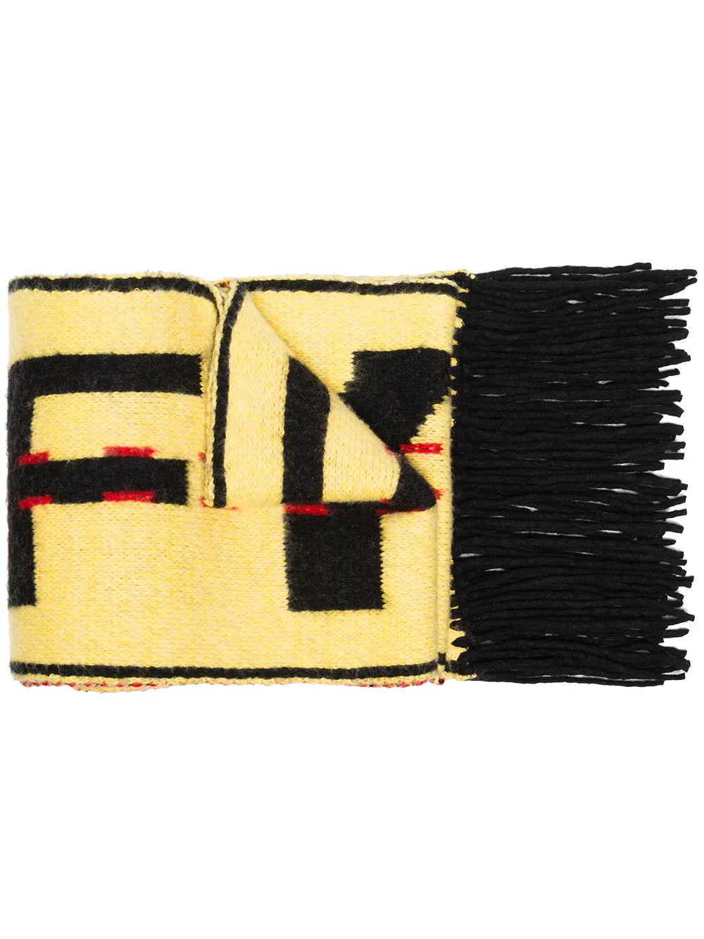 Off-White ロゴ ジャガード マフラー - イエロー Off-White ロゴ ジャガード マフラー - イエロー