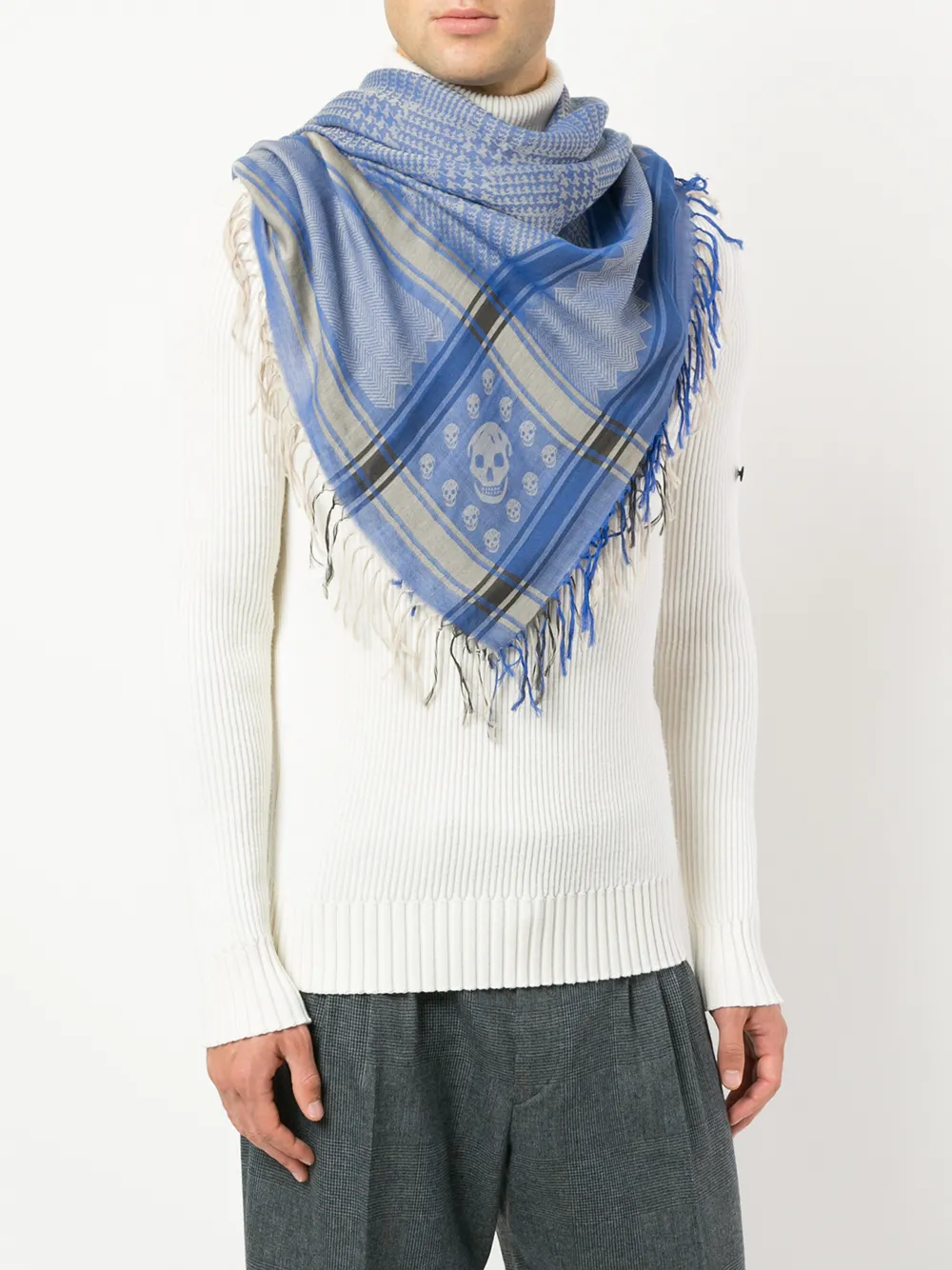 Alexander McQueen plaid skull print scarf | Men | Image 2