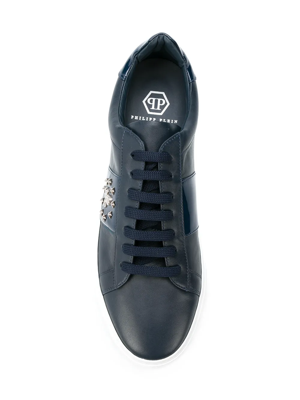 Philipp Plein skull studded low-top sneakers Blauw