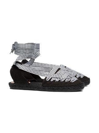 Black Jean Flat gingham beribboned espadrilles展示图