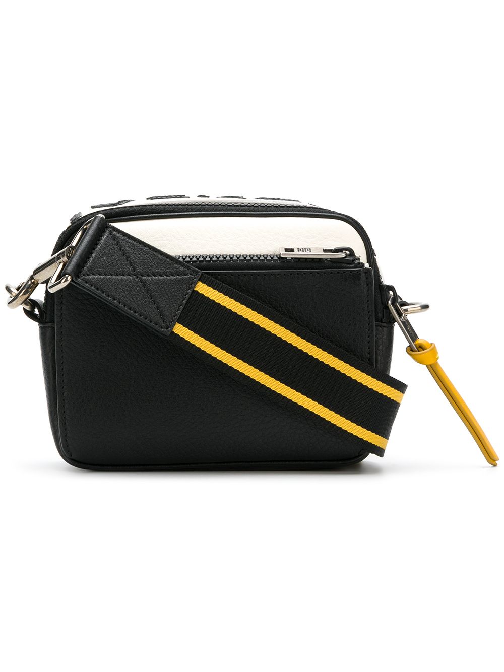 reversible logo leather crossbody bag in black