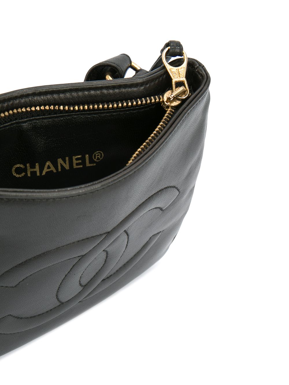 Pre-owned Chanel Square Logo Belt Bag In Black