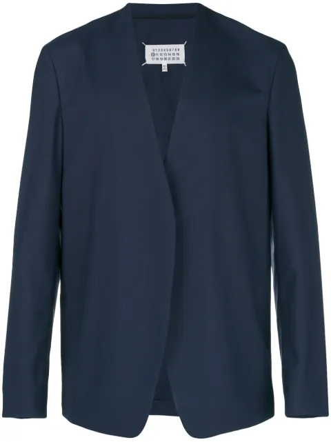 Click to view more detailed imagery on our partner's website Maison Margiela Two-Ply Collarless Wool Blazer In 511 Blue