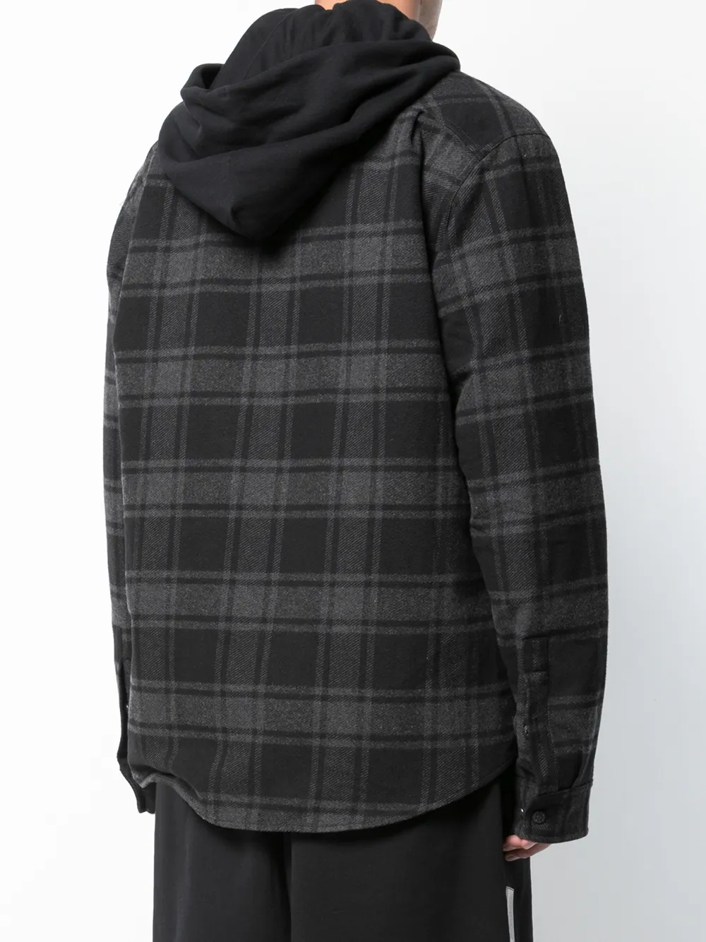 off white plaid hooded jacket