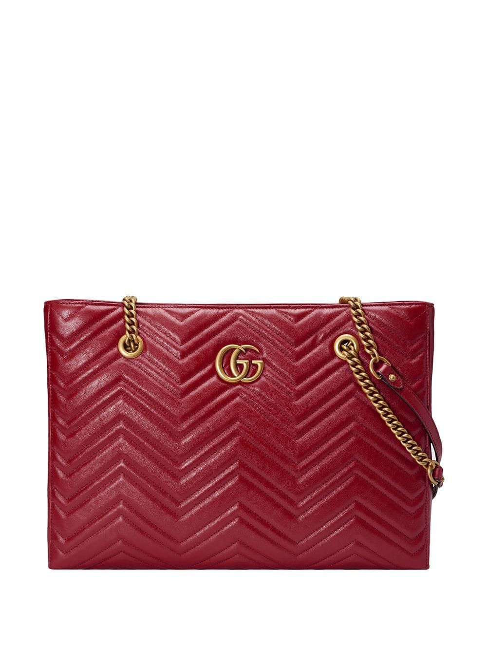 фото Gucci стеганая сумка-тоут 'gg marmont' среднего размера