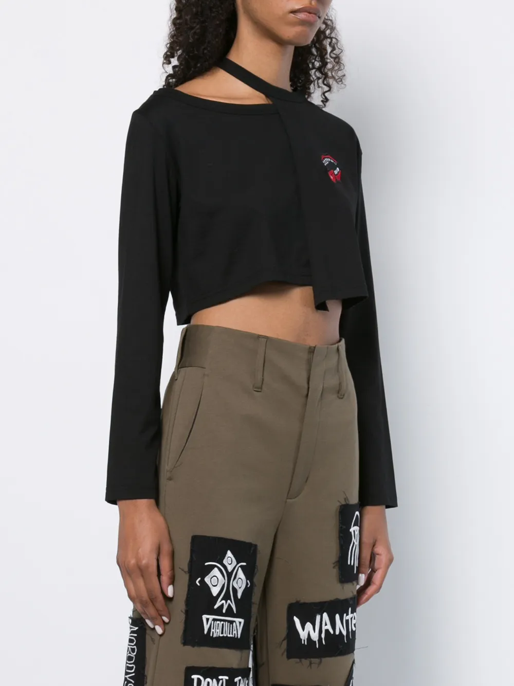 Haculla T-shirt met asymmetrische print Zwart